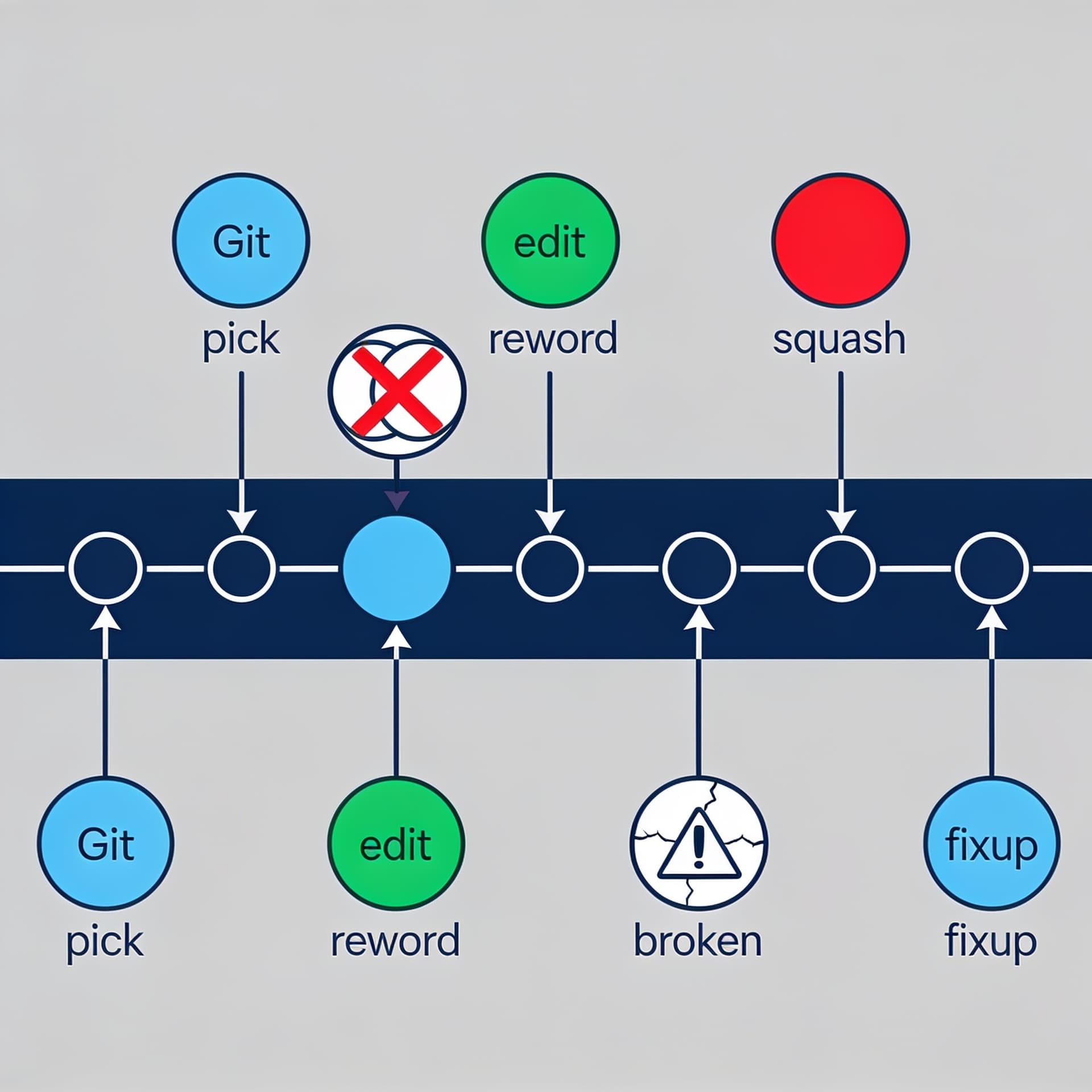 Git: как правильно использовать rebase interactive (i) для чистой истории без потери изменений