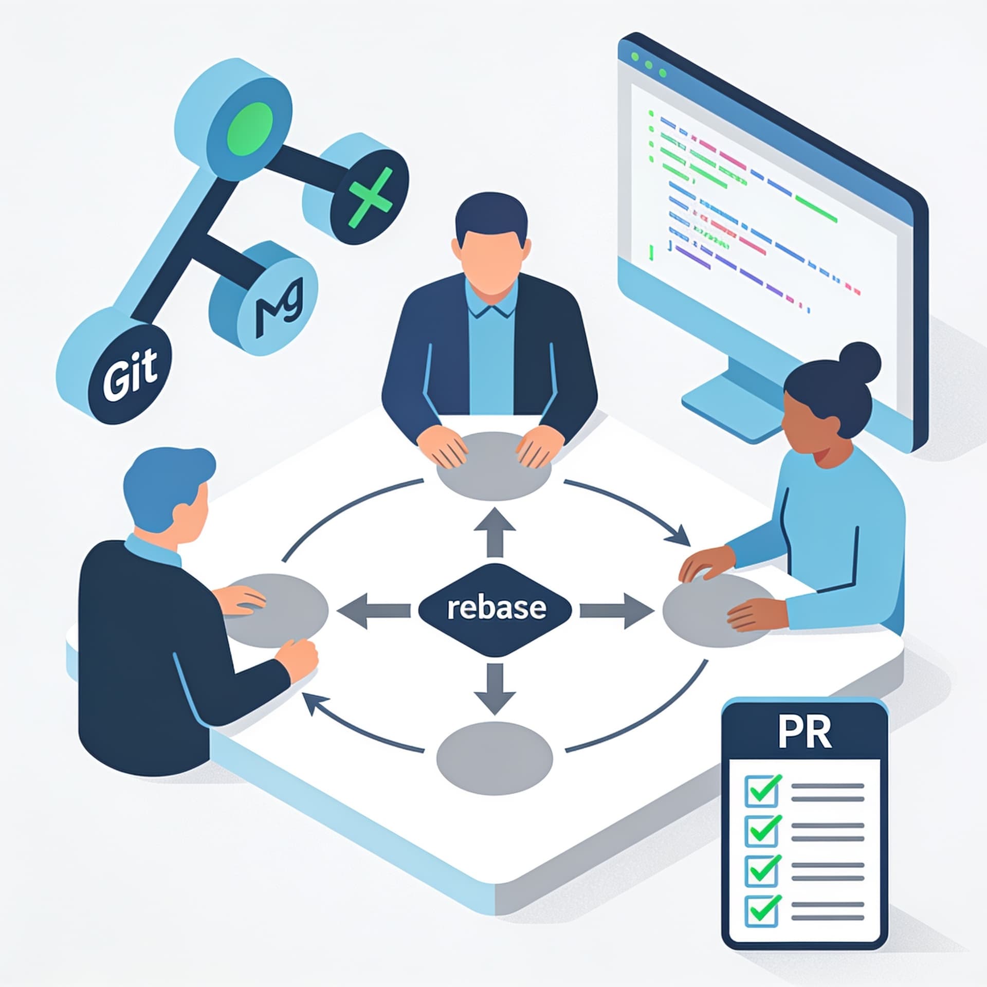 Командная разработка с Git: как избегать конфликтов через rebase workflow и чек-листы PR